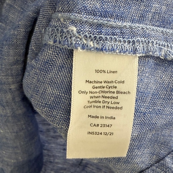 Talbots Blue Linen Button-Down Blouse - Picture 6 of 6